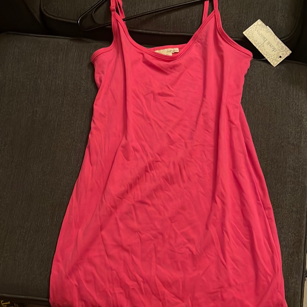 Pink spaghetti strap t shirt dress